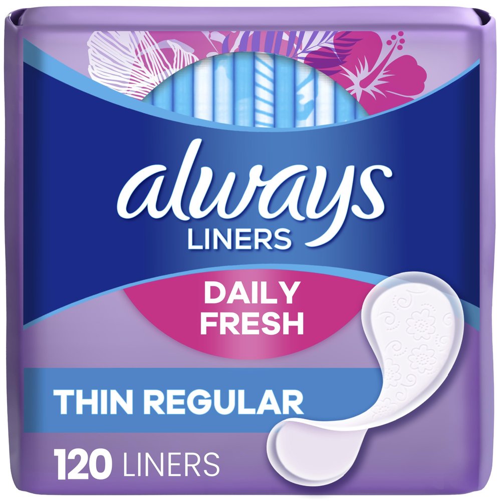 Always Thin Daily Panty Liners For Women, Light Absorbency, Unscented, 120 Count
