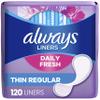 Always Thin Daily Panty Liners For Women, Light Absorbency, Unscented, 120 Count view 1