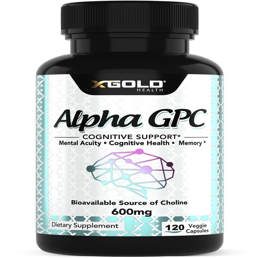 Alpha GPC Choline 600mg, Pure Nootropic Supplement, 120 Veggie Capsules, Cognitive Enhancer for Memory, Brain Health & Focus