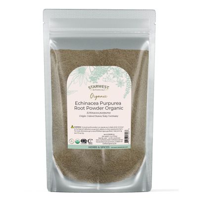 Starwest Botanicals Dried Echinacea Purpurea Root Powder Organic - Loose Herb for Tea, Tinctures, & Natural Herbal Blends, Pure Purple Coneflower, Certified Kosher, Non-GMO - 4 oz Pouch