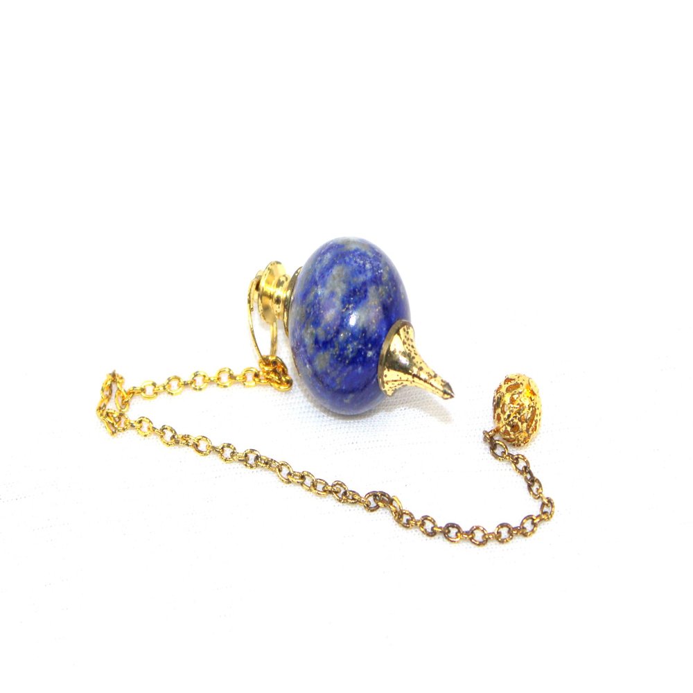 Crystal Pendulum - Jet Lapis Lazuli Ball Shaped Pendulum Reiki Dowsing Balancing Cleansing Dowser Divine Energy Healing Approx 1 inch Long