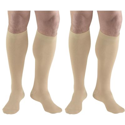 Truform Short Length Surgical Stockings, 18 mmHg Compression for Men and Women, Reduced Length, Closed Toe, Beige, X-Large (2 Packs)