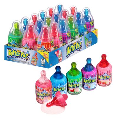 Baby Bottle Pop Candy Lollipop, 18 Ct Bulk Lollipops with Dipping Powder in Assorted Fruity Flavors, Full Size, Individually Wrapped Hard Candy For Gender Reveal, Baby Showers, Goodie Bags & Parties