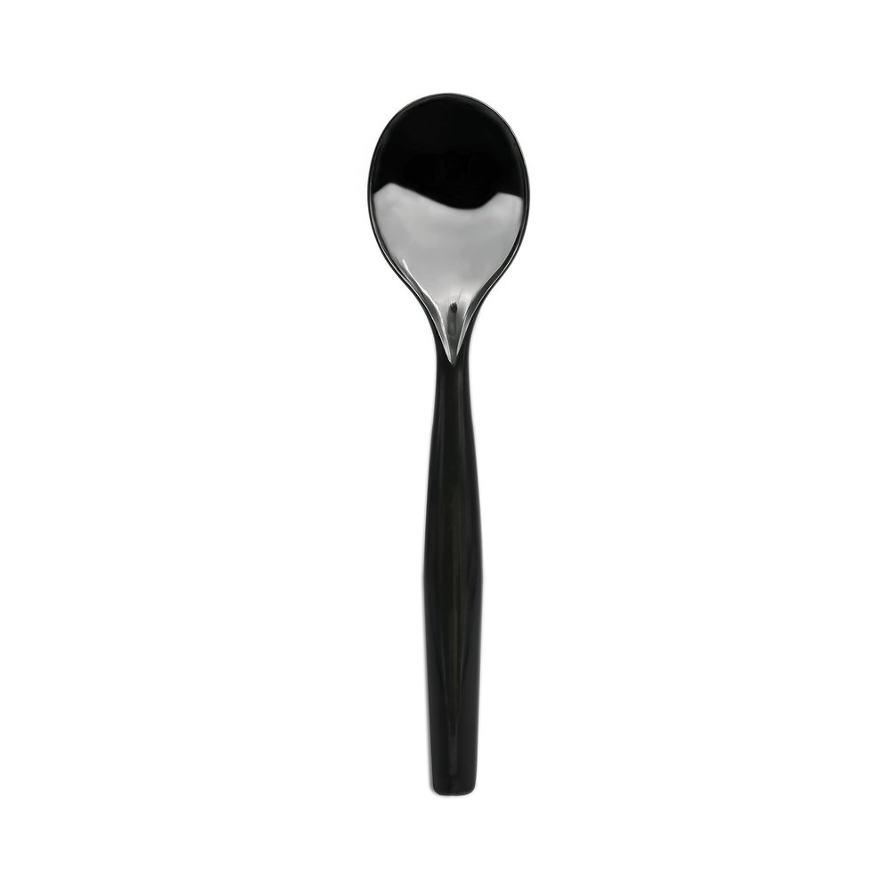 Party Essentials Disposable Heavy Duty Plastic Serving Utensils for Buffets Events Parties, 9-Count 10" Spoons, Black