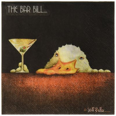 Paperproducts Design Decorative Beverage Paper Napkins  Tabletop Disposable Kitchen Cocktail Napkin  For Lunch, Dinner, Birthdays, Parties  Set of 20, Will Bullas -Cop Corp Bar Bill Design
