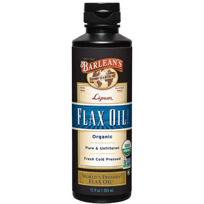 Barlean's Organic Lignan Flaxseed Oil Liquid Supplement from Cold Pressed Flax Seeds, 7,230 mg ALA Omega-3 Fatty Acids for Healthy Hair, Skin, and Eyes, Gluten Free, 12 oz