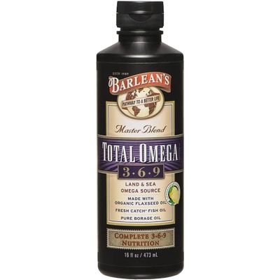 Barlean's Total Omega 3 6 9 Liquid Fish Oil Supplement with Borage and Flaxseed Oil 6,468 mg of Omegas EPA, DHA, ALA, and GLA for Joint and Heart Health, 16 oz