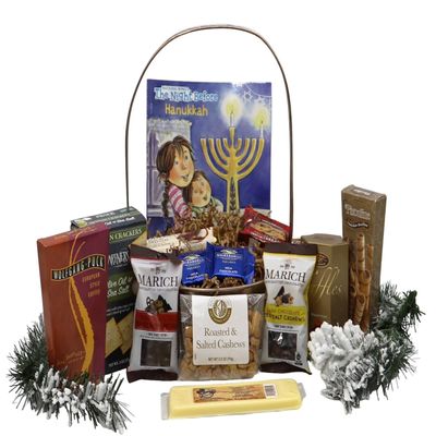 Gift Basket Village - Hanukkah for Family Gourmet Gift Basket: Chocolate, Coffee, Cookies, Cheese, and More, Celebrate in Style, Handcrafted in the USA