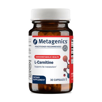 Metagenics L-Carnitine - Amino Acid Supplement for Fat Metabolism & Energy Support* - 500 mg L-Carnitine L-Tartrate - Non-GMO, Gluten-Free, Vegetarian - 30 Capsules