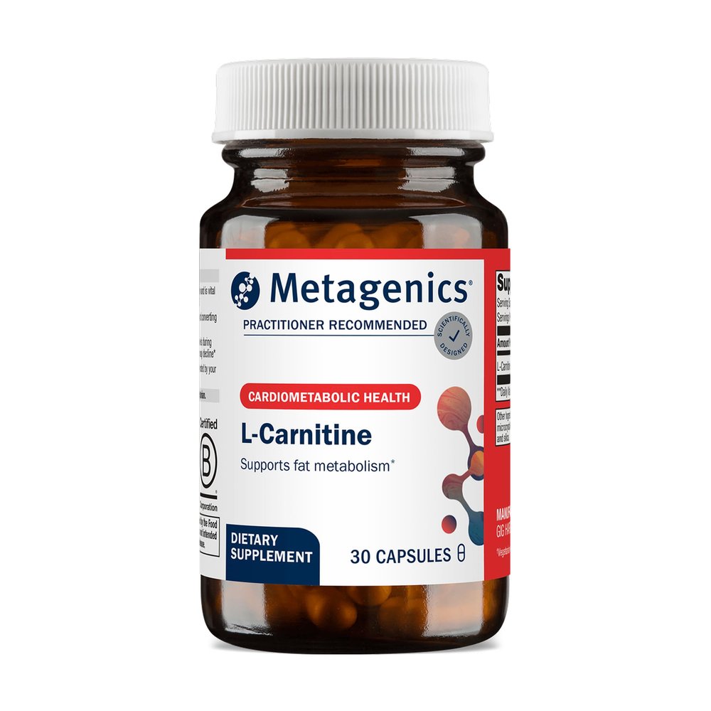 Metagenics L-Carnitine - Amino Acid Supplement for Fat Metabolism & Energy Support* - 500 mg L-Carnitine L-Tartrate - Non-GMO, Gluten-Free, Vegetarian - 30 Capsules