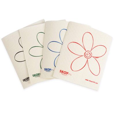 Skoy Cloth, 4-pack Versatile Swedish Dishcloths for Kitchen and Household Use, Reusable Cleaning Cloths, Planet-Friendly, Dishwasher and Dryer-Safe, White