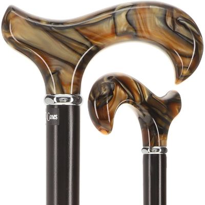 Royal RC Canes Golden Sienna Derby Cane  Stylish Adjustable Walking Stick for Men and Women  Lightweight Aluminum Shaft with Black Beech Wood and Sleek Silver Collar  Fashionable & Durable