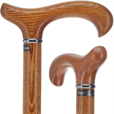 Royal RC Canes Extra Strong Espresso Ash Wood Walking Cane Large Derby Cane with Brass Collar Supports up to 500 lbs & 7' Height Durable Wood Walking Cane for Men and Women