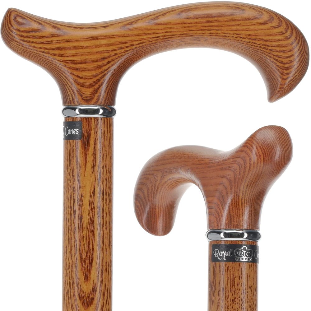 Royal RC Canes Extra Strong Espresso Ash Wood Walking Cane  Large Derby Cane with Brass Collar  Supports up to 500 lbs & 7' Height  Durable Wood Walking Cane for Men and Women
