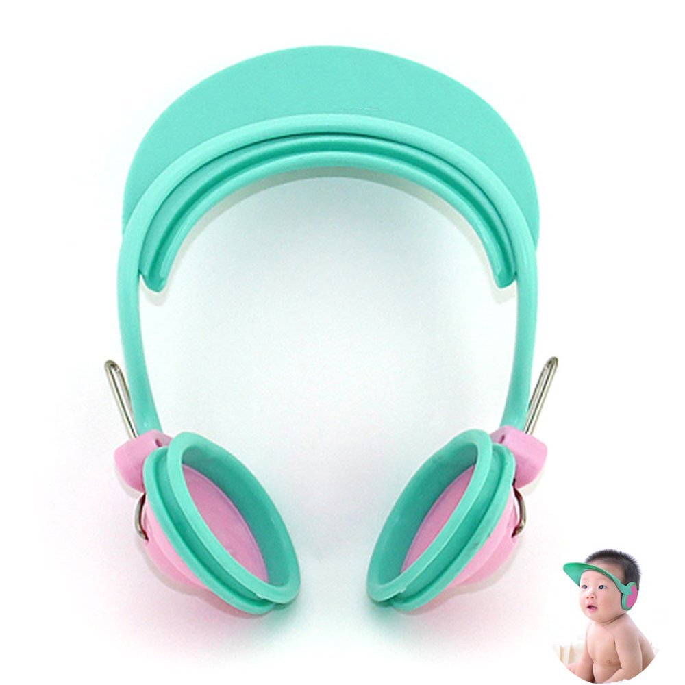 Adjustable Waterproof Shower Baby Cap Shampooing Shield Hat with Ear Muff
