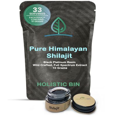 Holistic Bin Shilajit Resin - Himalayan Fulvic & Trace - Black Platinum Resin - Shilajit Extract - Mix Into Liquids - Serving Spoon Included - 10g