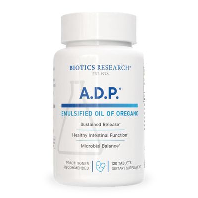 Biotics Research A.D.P. Emulsified Oil of Oregano Tablets for GI Health -Sustained Release for High Absorption Contains Carvacrol, Wild Oregano Oil 50mg/S - Patented Formula -Non GMO 120 Tablets