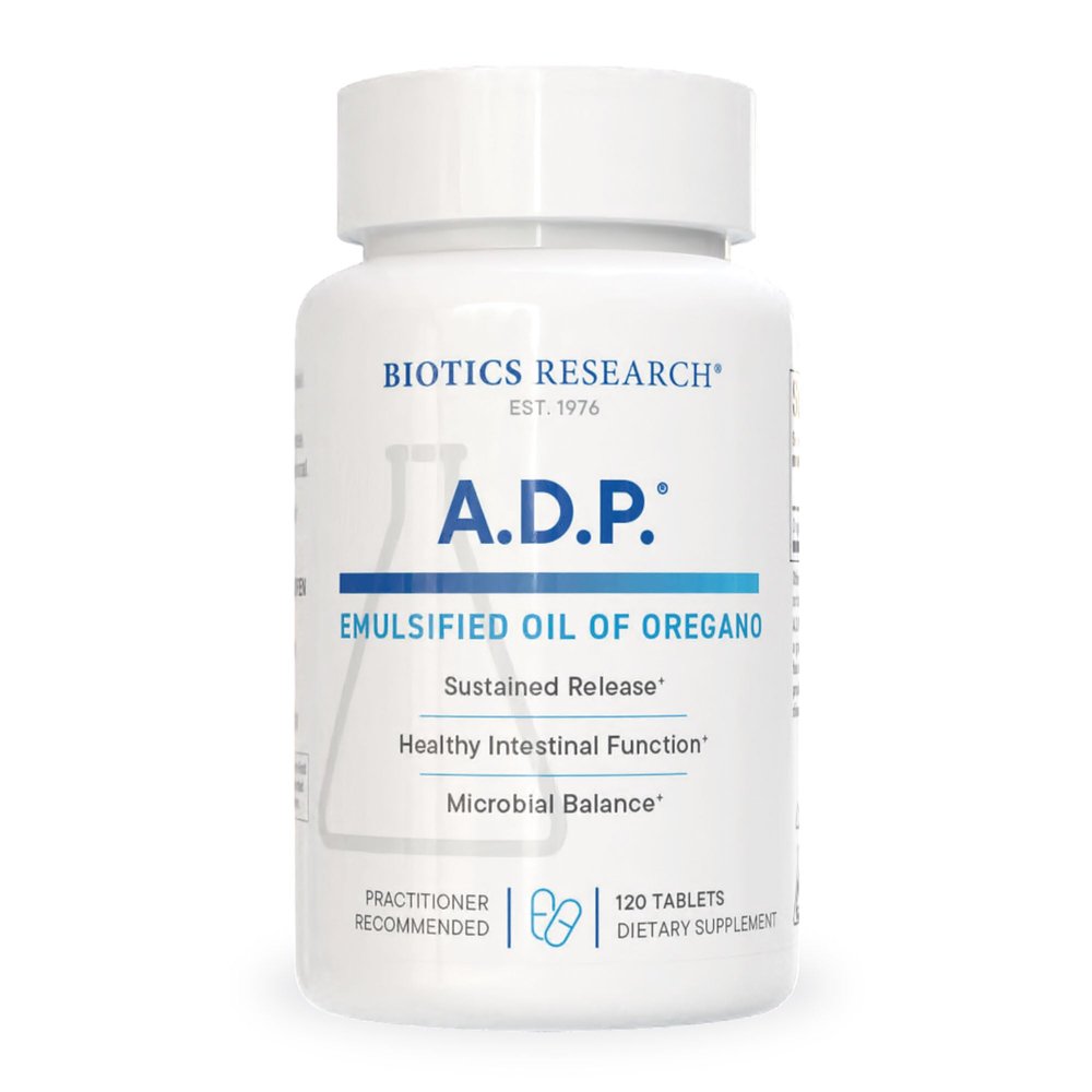 Biotics Research A.D.P. Emulsified Oil of Oregano Tablets for GI Health -Sustained Release for High Absorption Contains Carvacrol, Wild Oregano Oil 50mg/S - Patented Formula -Non GMO 120 Tablets