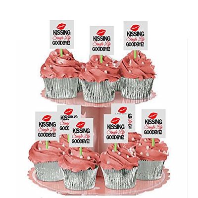 12 Bachelorette Bridal Wedding Shower Party Kissing Single Life GoodBye Cupcake Fruit Appetizer Decoration Topper Picks (Red)