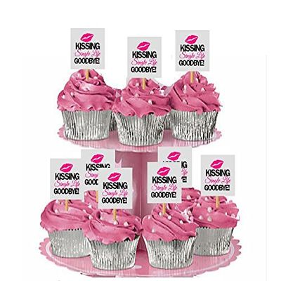 12 Bachelorette Bridal Wedding Shower Party Kissing Single Life GoodBye Cupcake Fruit Appetizer Decoration Topper Picks (Pink)