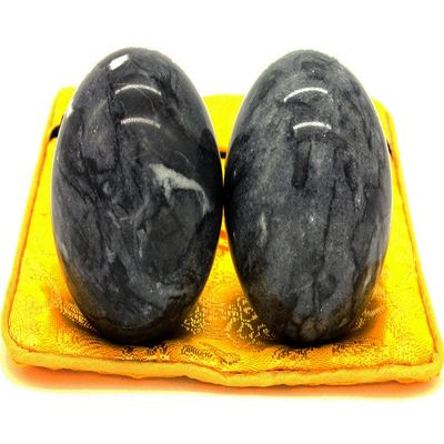 BRABUD 2in Marble Health Stress Exercise Baoding Balls Black Grey Craft Collection BS002