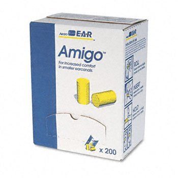 3M 3101103 EAR Classic Small Earplugs in Pillow Paks, PVC Foam, Yellow, 200 Pairs
