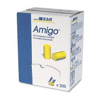 3M 3101103 EAR Classic Small Earplugs in Pillow Paks, PVC Foam, Yellow, 200 Pairs