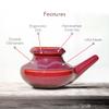 Baraka Handcrafted Ceramic Neti Pot - Nasal Rinse Tool for Home, Clears Nasal Passages, Hydrates Sinuses, Dishwasher Safe, Durable Food Grade Ceramic Glazes, Lightweight, Easy to Use - 10oz (Red) view 3