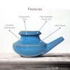 Baraka Handcrafted Ceramic Neti Pot - Nasal Rinse Tool for Home, Clears Nasal Passages, Hydrates Sinuses, Dishwasher Safe, Durable Food Grade Ceramic Glazes, Lightweight, Easy to Use - 10oz (Blue) view 3