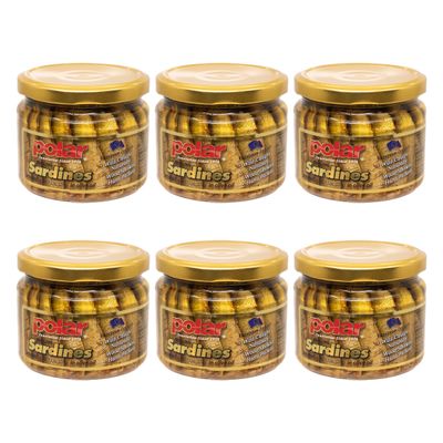 MW Polar Naturally Alder Wood Smoked Brisling Sardines in Olive Oil, 9.5oz Jar (Pack of 6) | Kosher Friendly, Wild-Caught, Hand-Packed, High in Omega-3, Keto, Paleo, Gluten-Free, Non-GMO