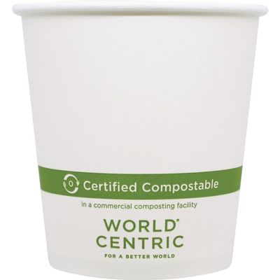 100% Compostable Paper Cups by World Centric, Made from FSC Certfied Paper, Plant Based Bio Lining, for Hot Drinks, 10 oz, White (Pack of 1000)