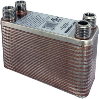 Duda Energy HX1230:M34 B3-12A 30 Plate Stainless Steel Heat Exchanger with 3/4" Male NPT Ports Copper Brazed, 2.9" Height, 2.9" Width, 7.5" Length