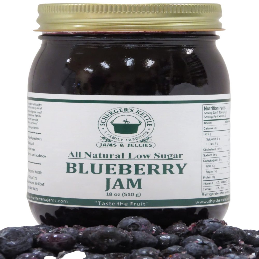 Blueberry Jam, All Natural/Low Sugar, 18 oz
