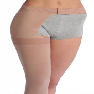 Juzo Varin Thigh High w/Waist Attachment 20-30mmHg Open Toe Left Leg, V, Beige