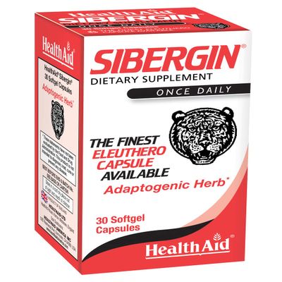 HealthAid Sibergin, Siberian Eleuthero, 30ct, Once Daily, Soft Gel Capsules Helps Combat Stress and Fatigue, Promotes Stamina and Endurance