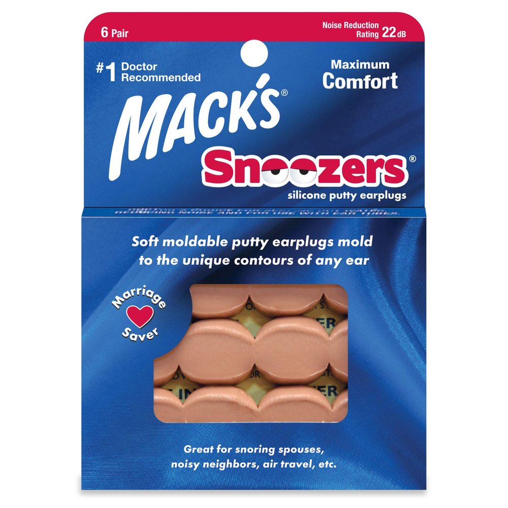 Mack's Snoozers Silicone Putty Earplugs - 6 Pair  Comfortable, Moldable Silicone Ear Plugs for Sleeping, Snoring, Loud Noise & Traveling | Made in USA