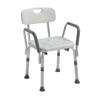 Drive Medical Shower Chair with Back & Padded Arms - Adjustable Height Bath Seat for Safety & Comfort - Lightweight Aluminum Construction- 350 Lb Capacity - White view 1