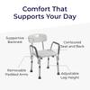 Drive Medical Shower Chair with Back & Padded Arms - Adjustable Height Bath Seat for Safety & Comfort - Lightweight Aluminum Construction- 350 Lb Capacity - White view 4
