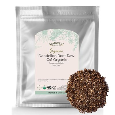 Starwest Botanicals Organic Raw Dandelion Root - Loose Leaf Herbal Tea, Supports Digestion, Cut & Sifted, Certified Kosher, Non-GMO, Caffeine-Free - Bulk 1 lb Bag