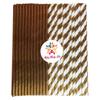 100 pcs Mixed Solid Plain Gold Foil and Gold Foil Striped Paper Straws, Glam Shiny Metallic Foil Beverage Paper Drinking Straws Bulk, Christmas Holiday 1st Birthday Party Baby Bridal Shower Wedding view 1