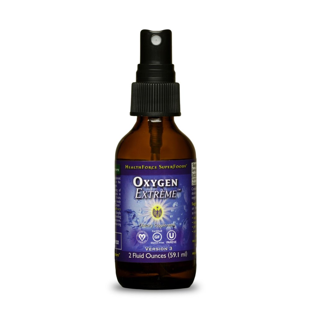 HealthForce SuperFoods Oxygen Extreme Soothing Spray - 2 fl oz - pH Neutral Oxygen Supplement, Helps Oxygenate Blood, Supports Detoxification & Athletic Performance - Gluten Free - 60 Servings