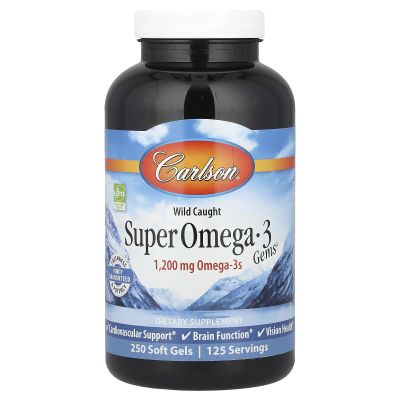 Carlson - Super Omega-3 Gems, 1200 mg Omega-3s, Wild Caught, Sustainably Sourced, 250 soft gels
