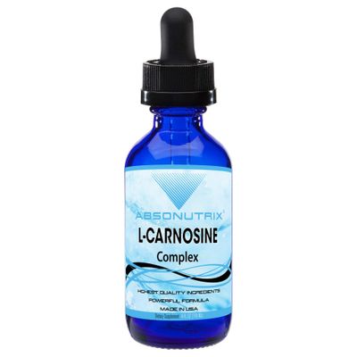 Absonutrix L-Carnosine - 583 mg 4 Oz Bottle, 200 Highly Potent Servings, Easy-to-Consume Drops, High Bioavailability, Third-Party Tested, GMP-Certified, Non-GMO, Cruelty-Free Products, Made in USA