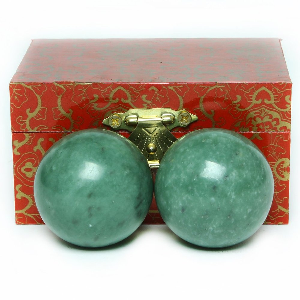 BRABUD 1.57" Marble Green Baoding Balls Chinese Health Exercise Massage Balls Stress Relieve Hand Exercise BS023