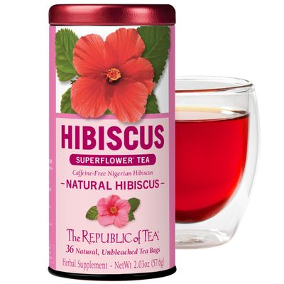 The Republic of Tea  Natural Hibiscus Tea, 36 Tea Bags, Herbal Blend, Caffeine Free, Gluten Free