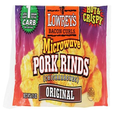 Lowrey's Bacon Curls Microwave Pork Rinds (Chicharrones), Hot & Spicy, 1.75 Ounce