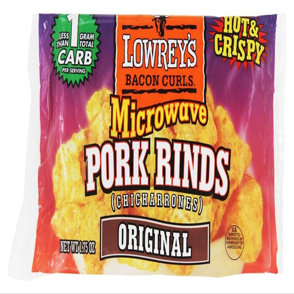 Lowrey's Bacon Curls Microwave Pork Rinds (Chicharrones), Hot & Spicy, 1.75 Ounce