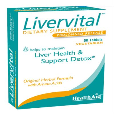 HealthAid LiverVital Once-Daily Herbal Liver Support with Milk Thistle, Dandelion, Turmeric & Artichoke Plus Methionine, Choline & Inositol | Vegetarian, 60 Tablets
