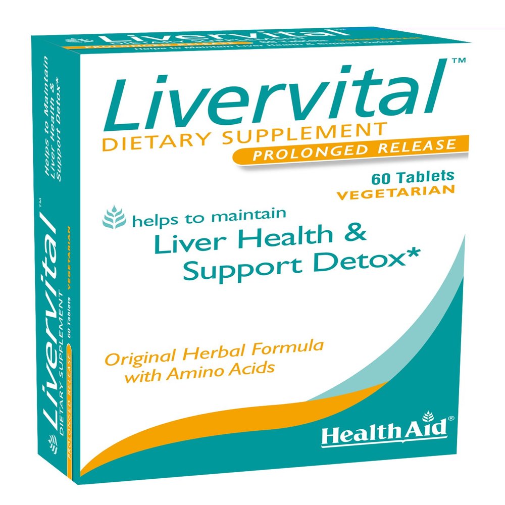 HealthAid LiverVital Once-Daily Herbal Liver Support with Milk Thistle, Dandelion, Turmeric & Artichoke Plus Methionine, Choline & Inositol | Vegetarian, 60 Tablets