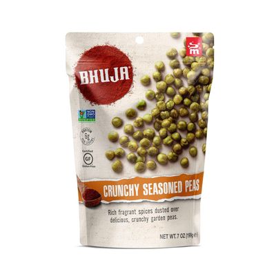 Bhuja Majans Crunchy Seasoned Peas, 7 oz | Spiced Roasted Garden Peas | Non-GMO, Gluten Free, Vegan Friendly | 6g Protein per Serving | No Added MSG, No Artificial Colors, Flavors or Preservatives | Made in Australia [Pack of 6]